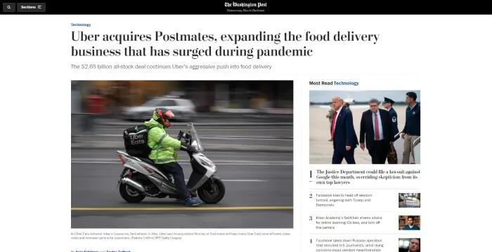 uber acquires postmates screenshot
