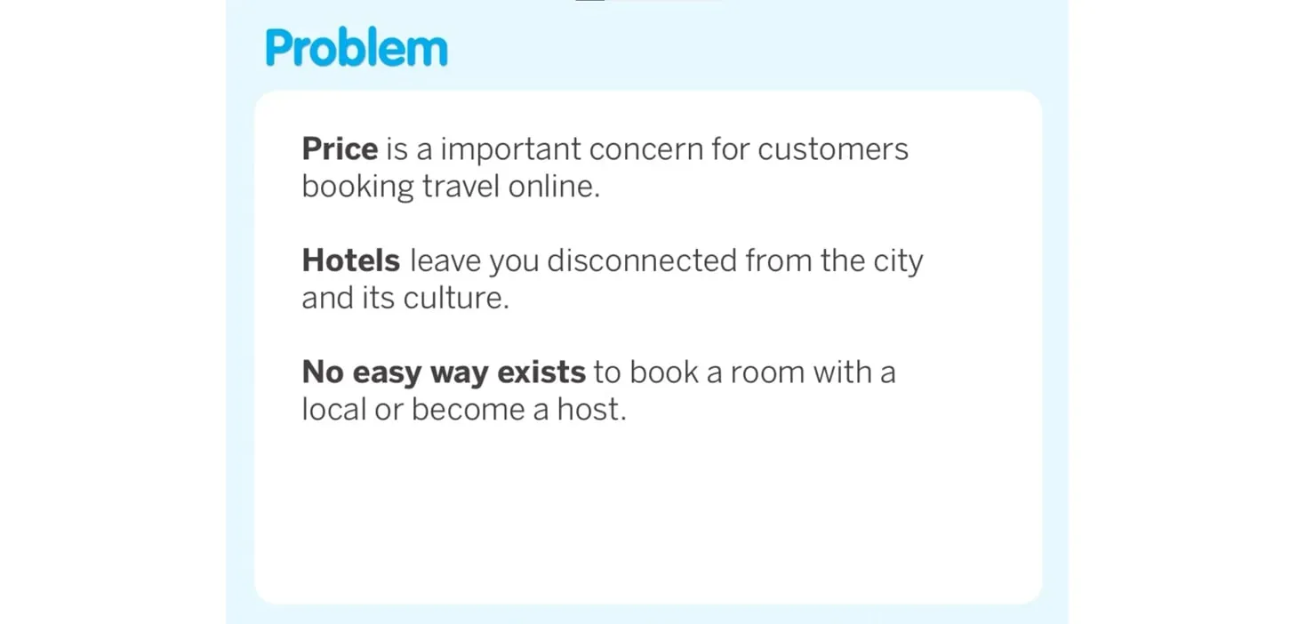 airbnb pitch problem block