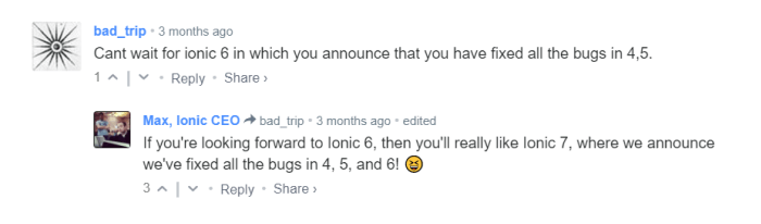 Ionic team dealing with bugs