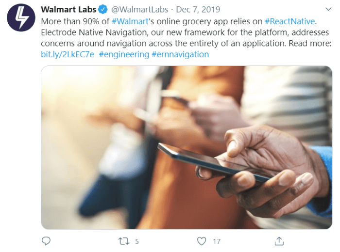 Walmart app built with React Native