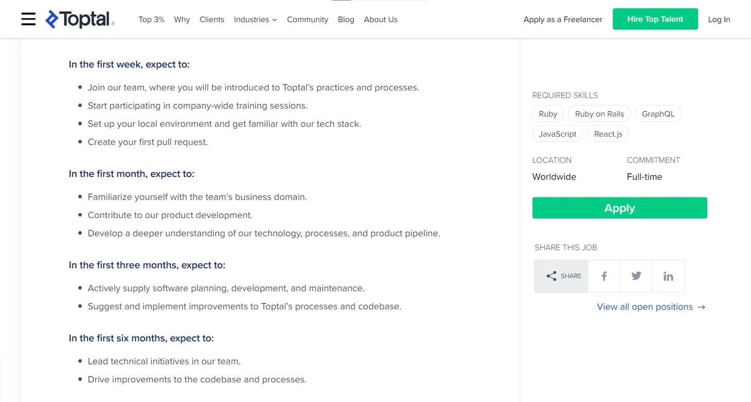 toptal vacancy description