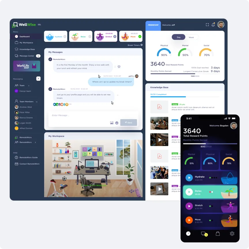 WellWise platform web and mobile interface 